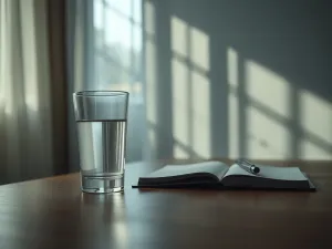 Okulary fotochromowe na drewnianym blacie, ukazujące płynne przejście soczewek z jasnych w przyciemnione pod wpływem światła.