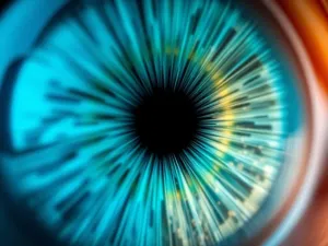Optometrysta w nowoczesnym gabinecie okulistycznym przygotowuje lampę szczelinową do badania dna oka.