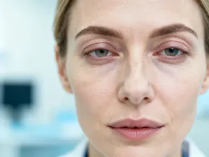 Stylowe okulary korekcyjne leżące na karcie badania wzroku w gabinecie optycznym.