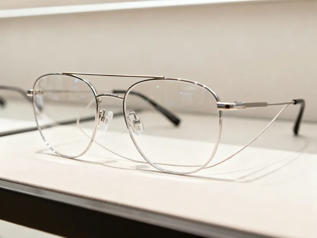 Eleganckie okulary żyłkowe z cienką żyłką podtrzymującą soczewki